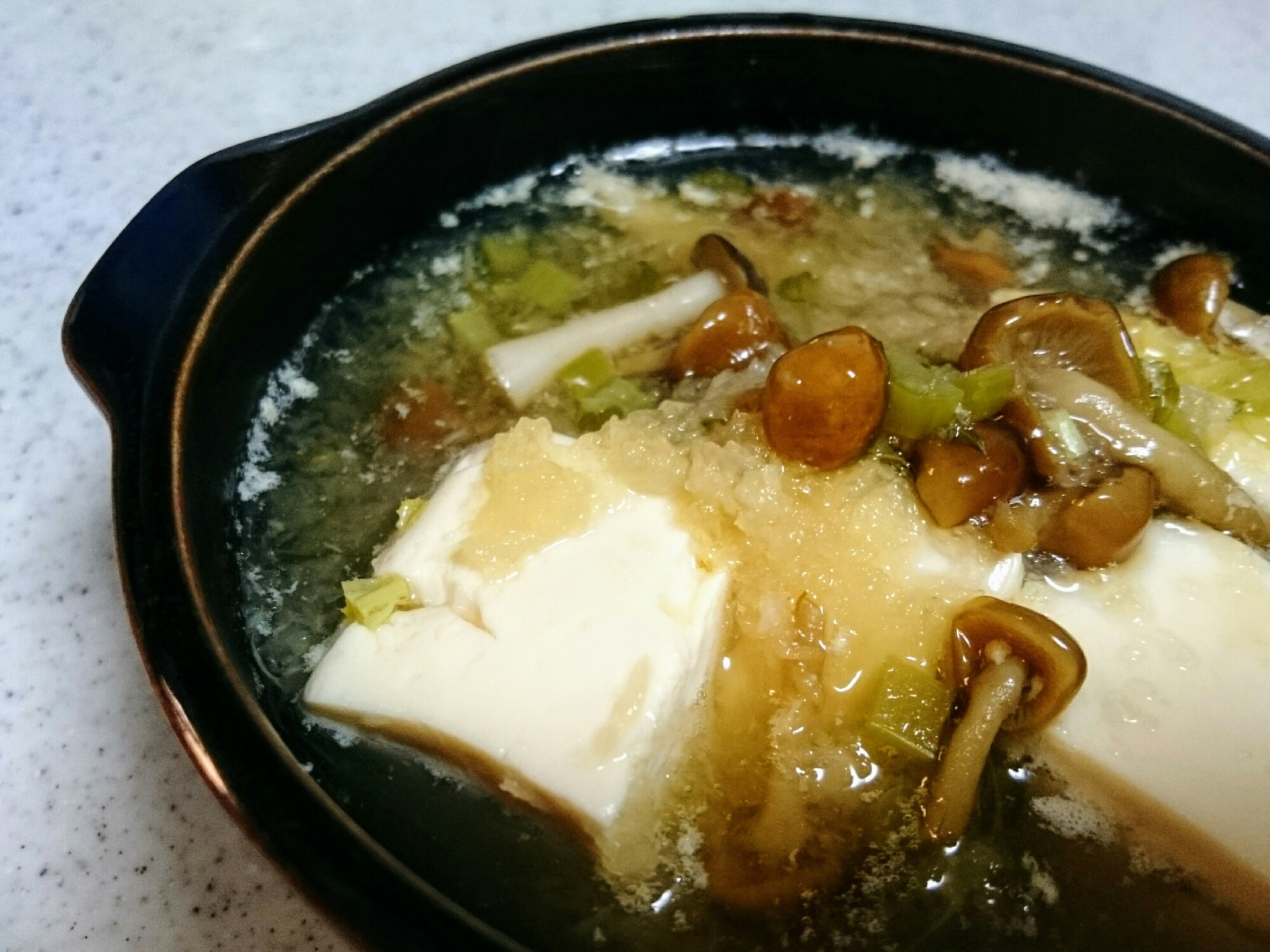 きのこと豆腐のみぞれあんかけ