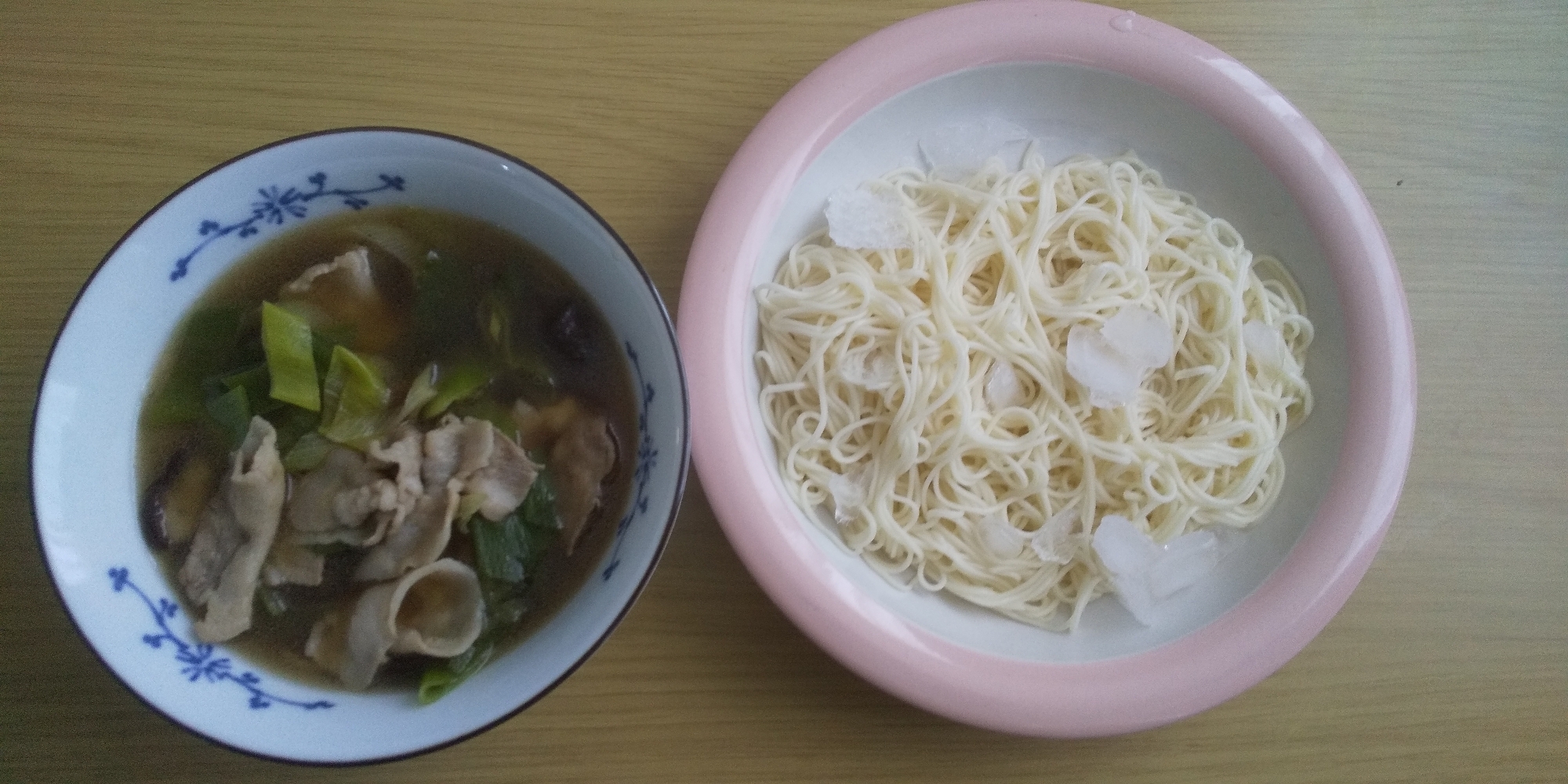 豚バラとネギのつけ麺風そうめん