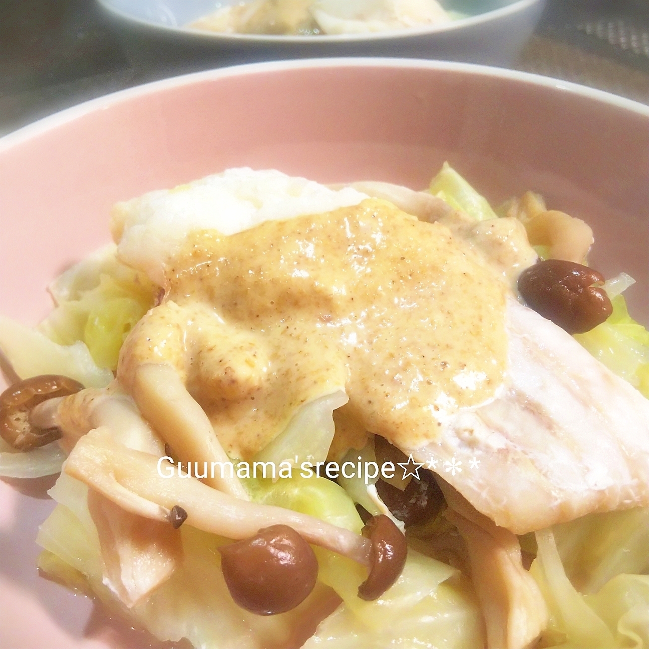 フライパンで簡単♡タラとキャベツの蒸し焼きごまだれ