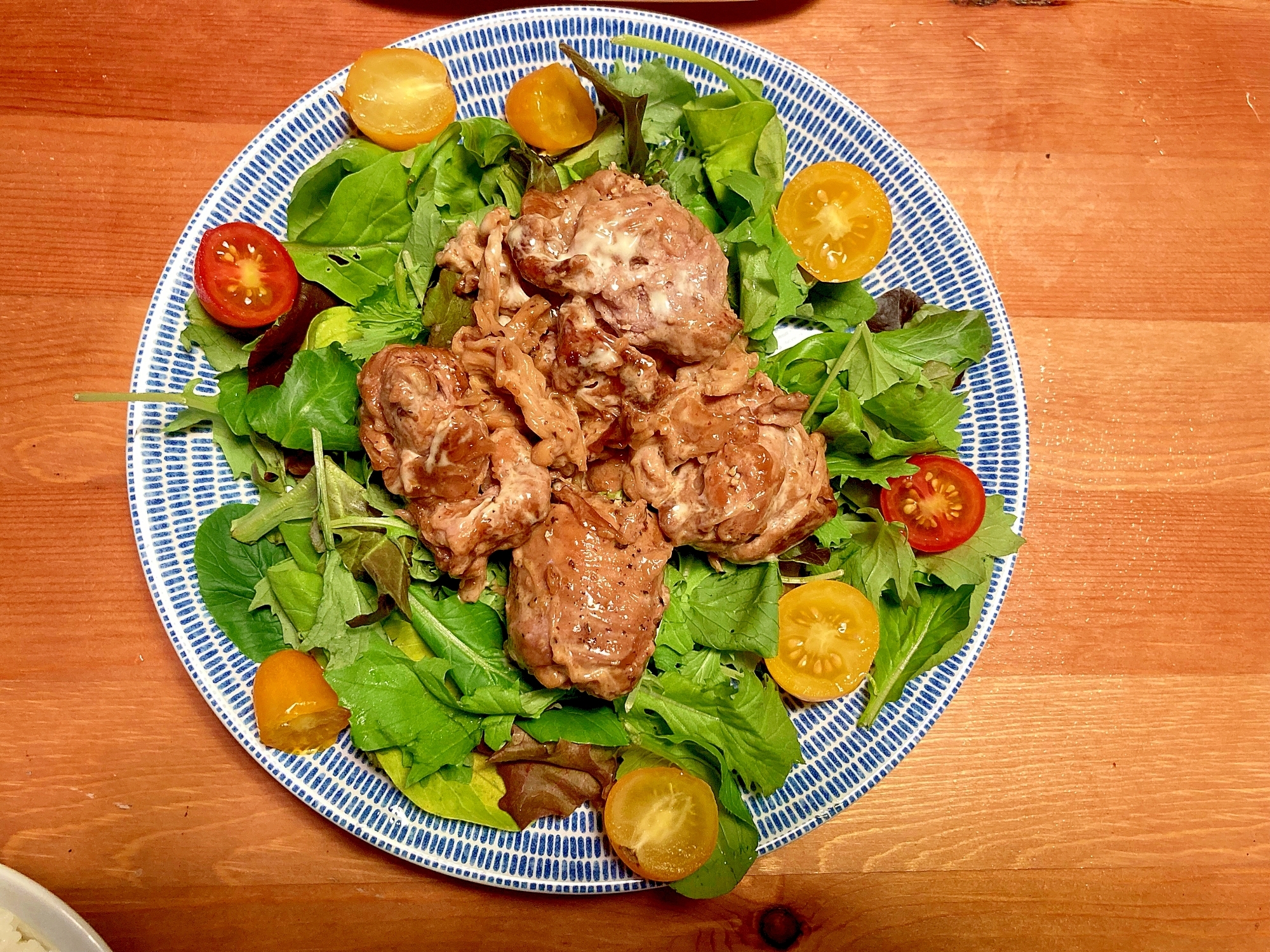 豚細切れ肉でマヨ照り焼き