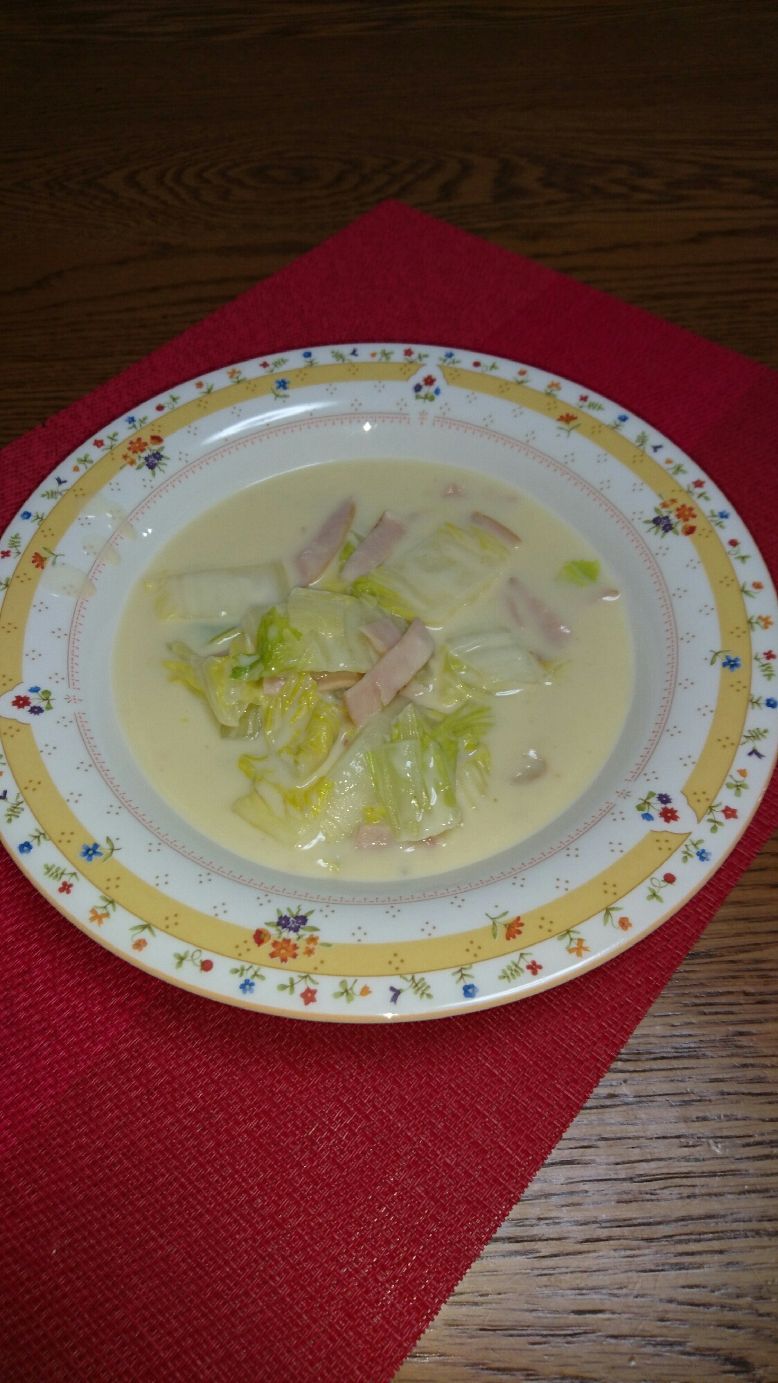 白菜とハムのクリームスープ煮Ψ( 'ч'♡ )