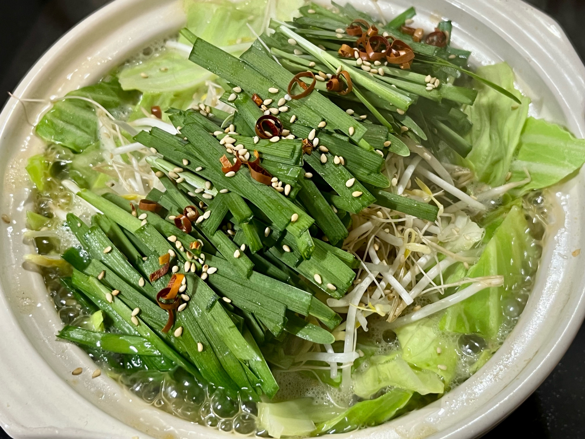 豚白もつのもつ鍋★手作り豚骨醤油味