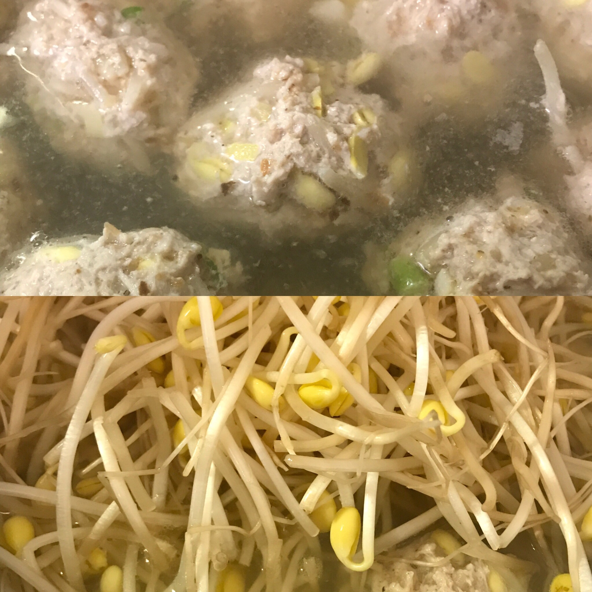 鶏挽肉と豆もやしだけでお鍋