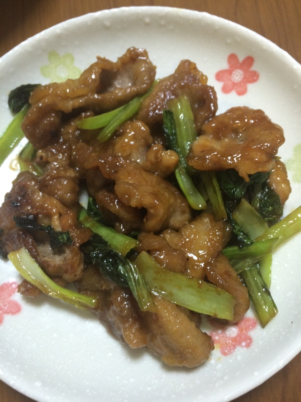 小松菜と豚肉のニンニク炒め