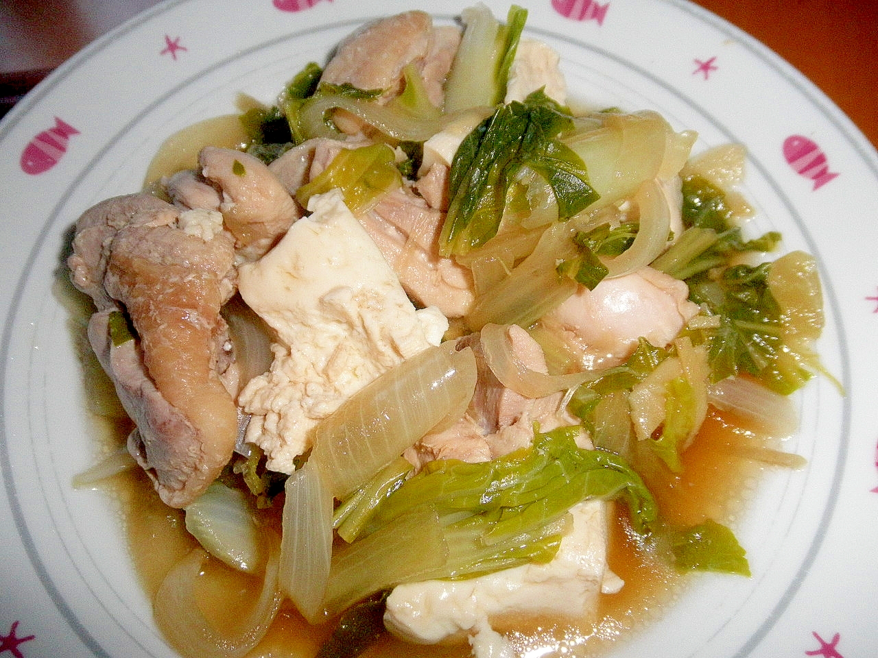 鶏肉・白菜・豆腐の生姜煮
