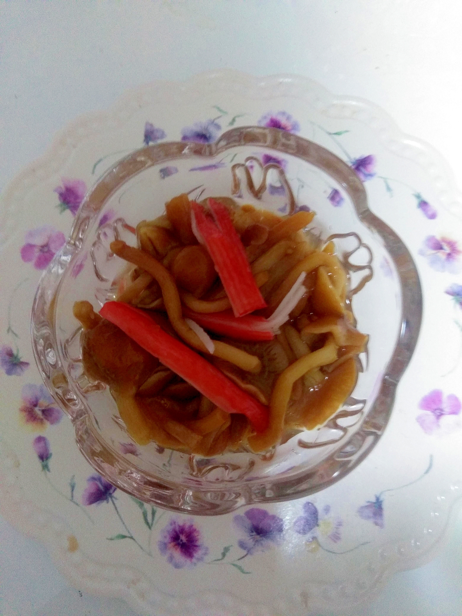 つるりん～なめことカニカマの酢の物