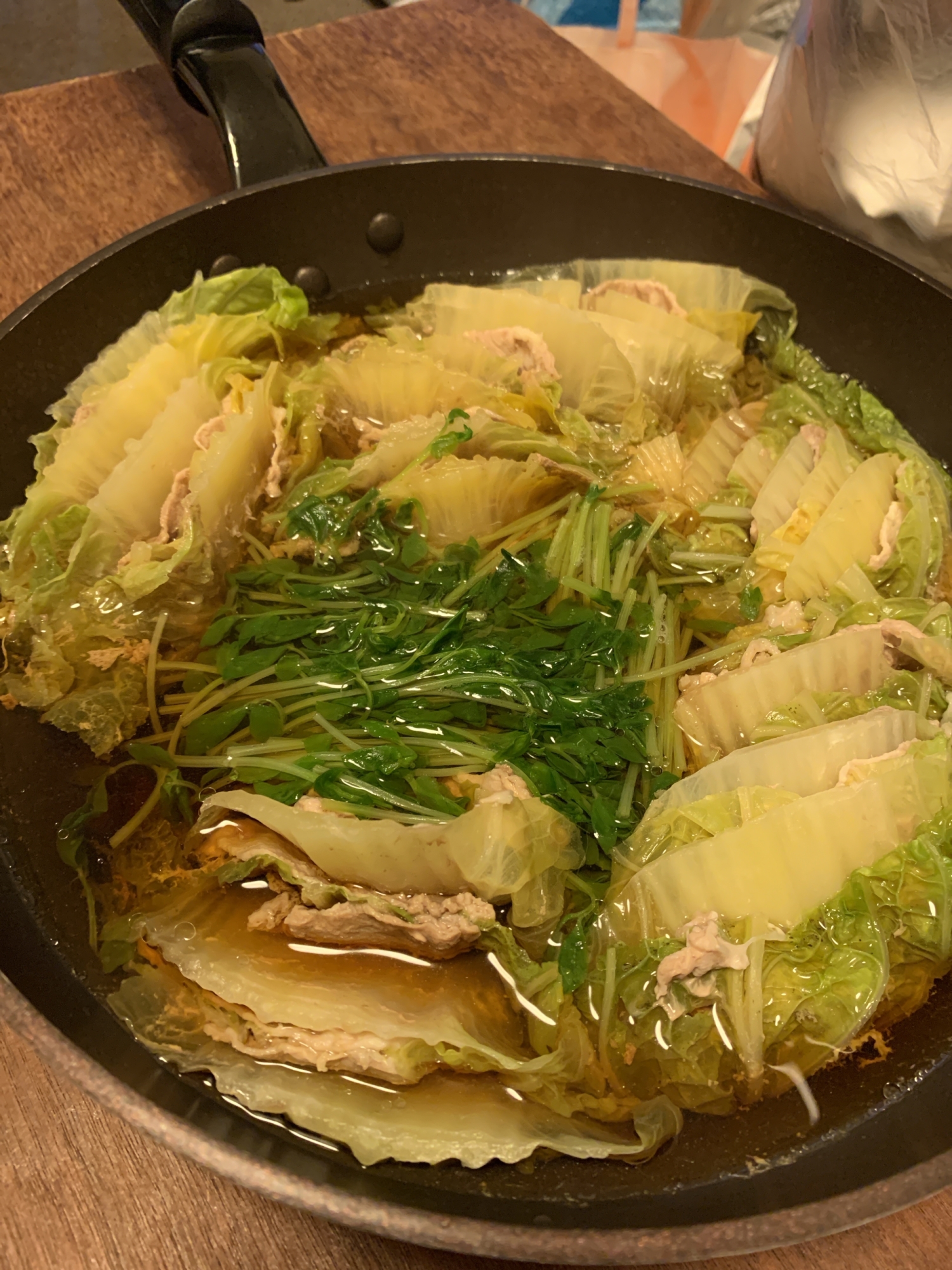 白菜と豚肉のうどん♡