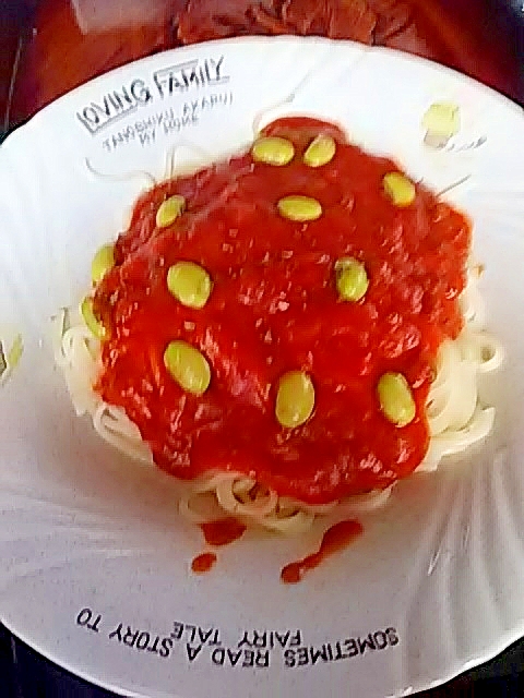枝豆トマトの素麺パスタ