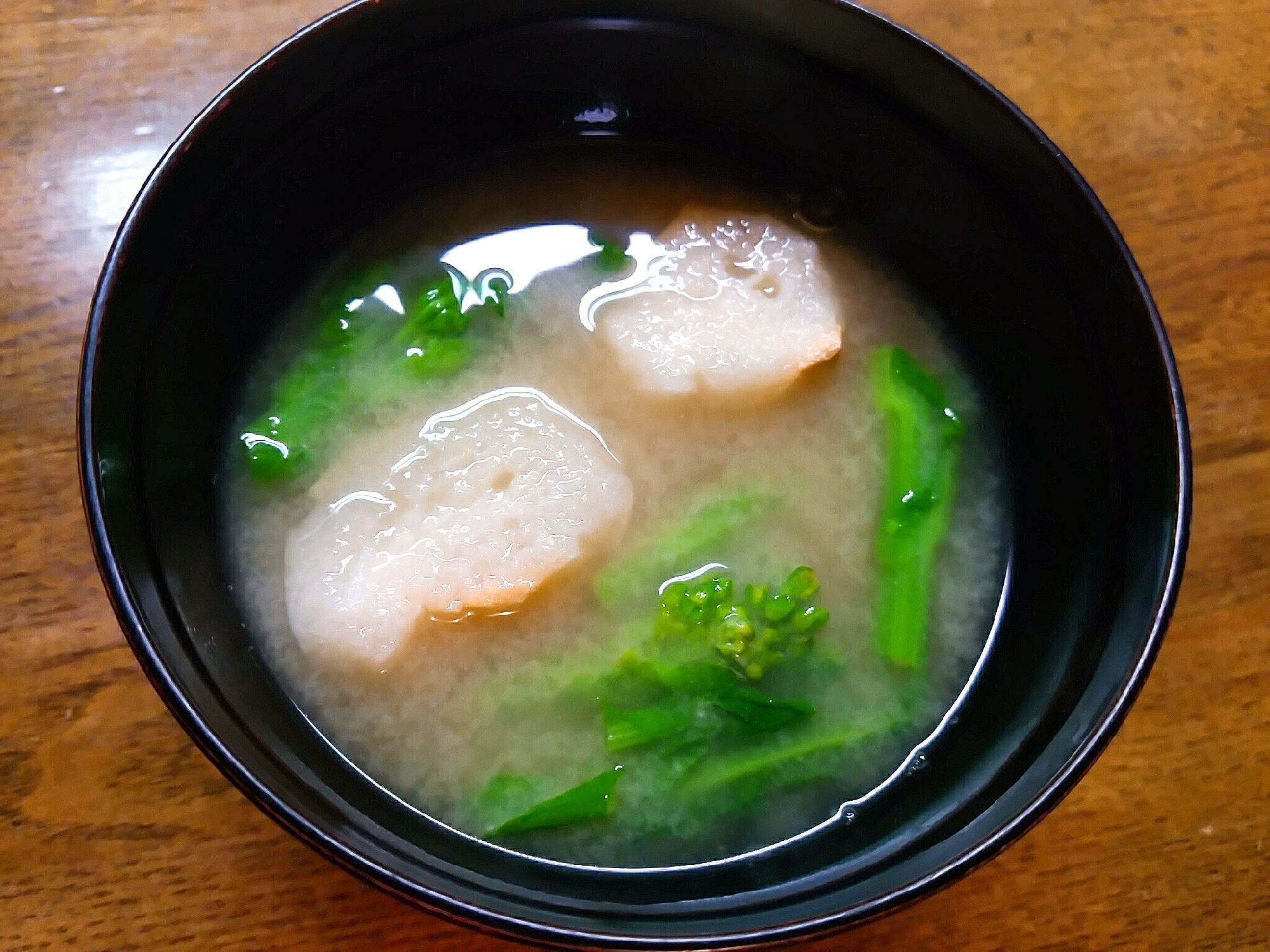 菜の花と麩の味噌汁