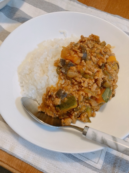 茄子とかぼちゃのキーマ風