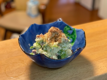 ♪花かつおで居酒屋風♡小松菜入り和風ポテサラ♪