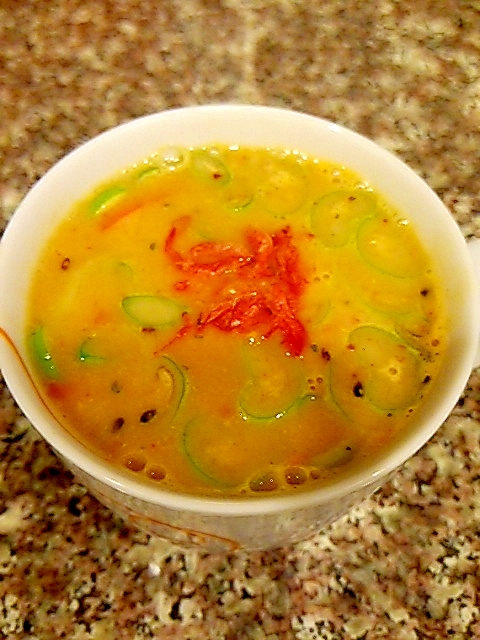 人参と豆腐の海老のビスクスープ