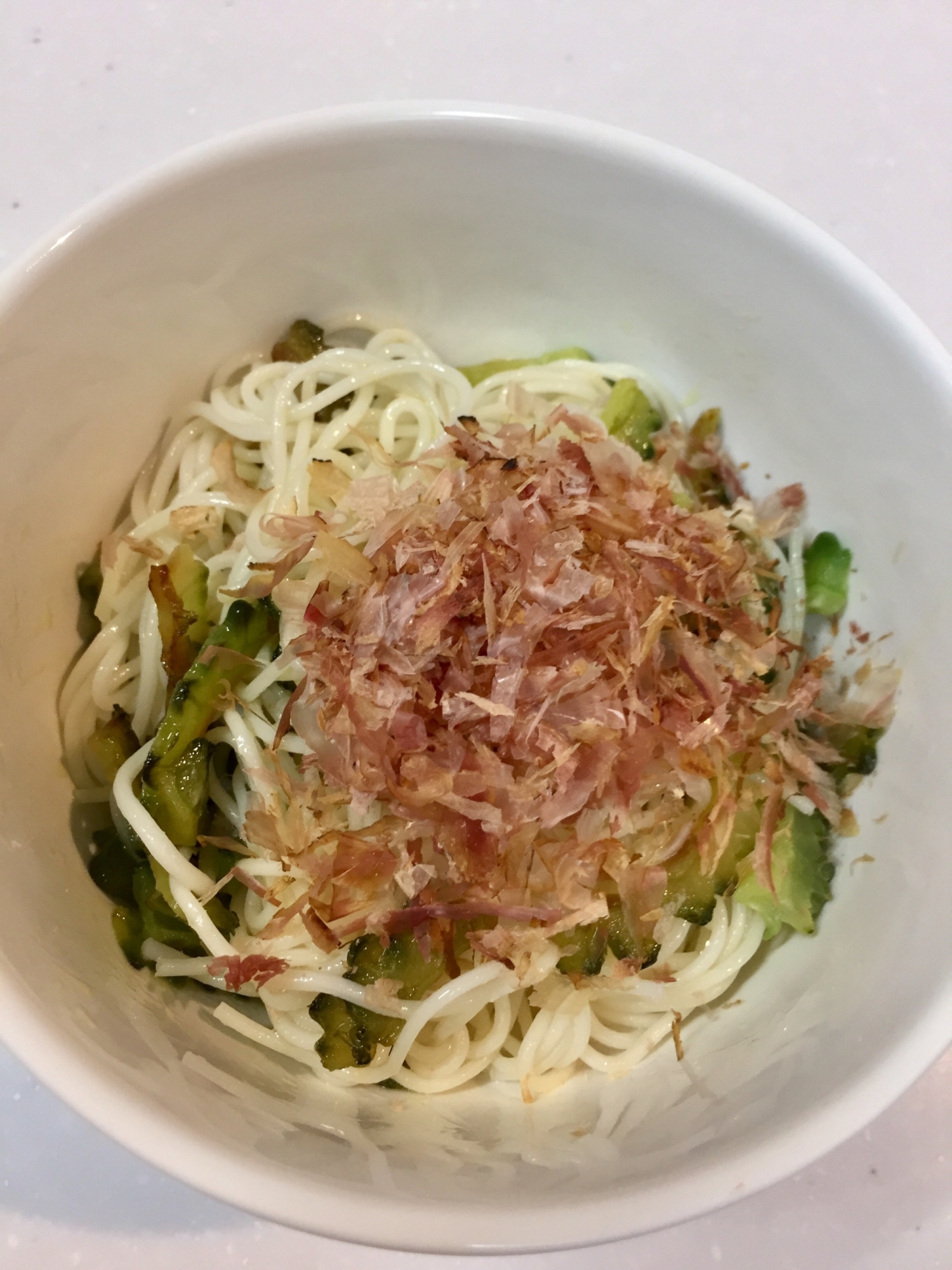 ゴーヤとシーチキンで  そうめんチャンプルー