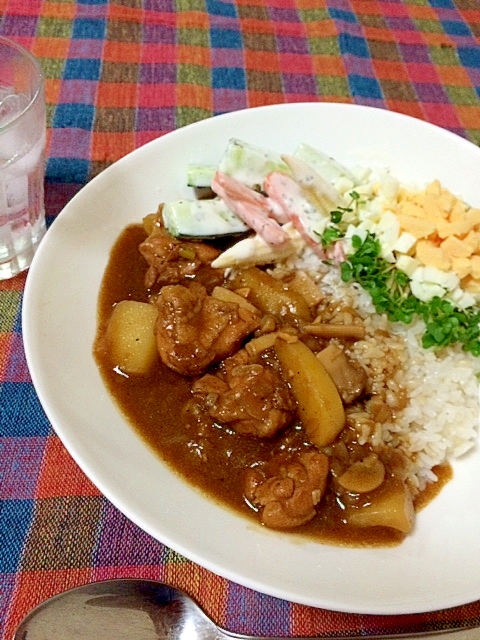 チキンカレーとヨーグルトステックサラダ