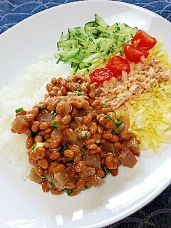 ダイエットに☆こんにゃくツナサラダ風納豆ご飯♪