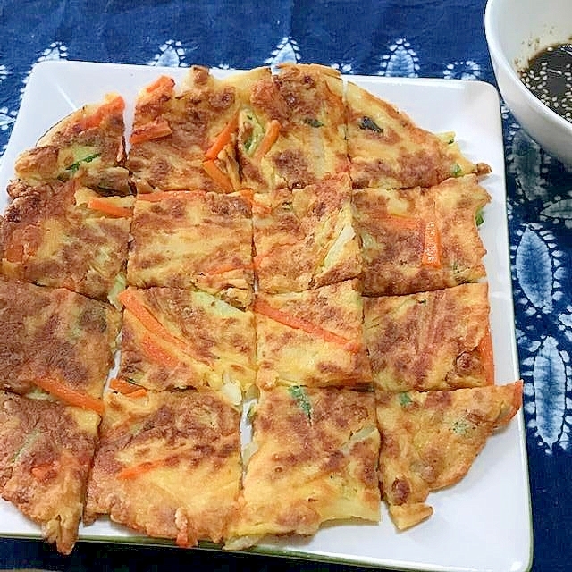 コールラビとにんじんとネギと納豆のチヂミ