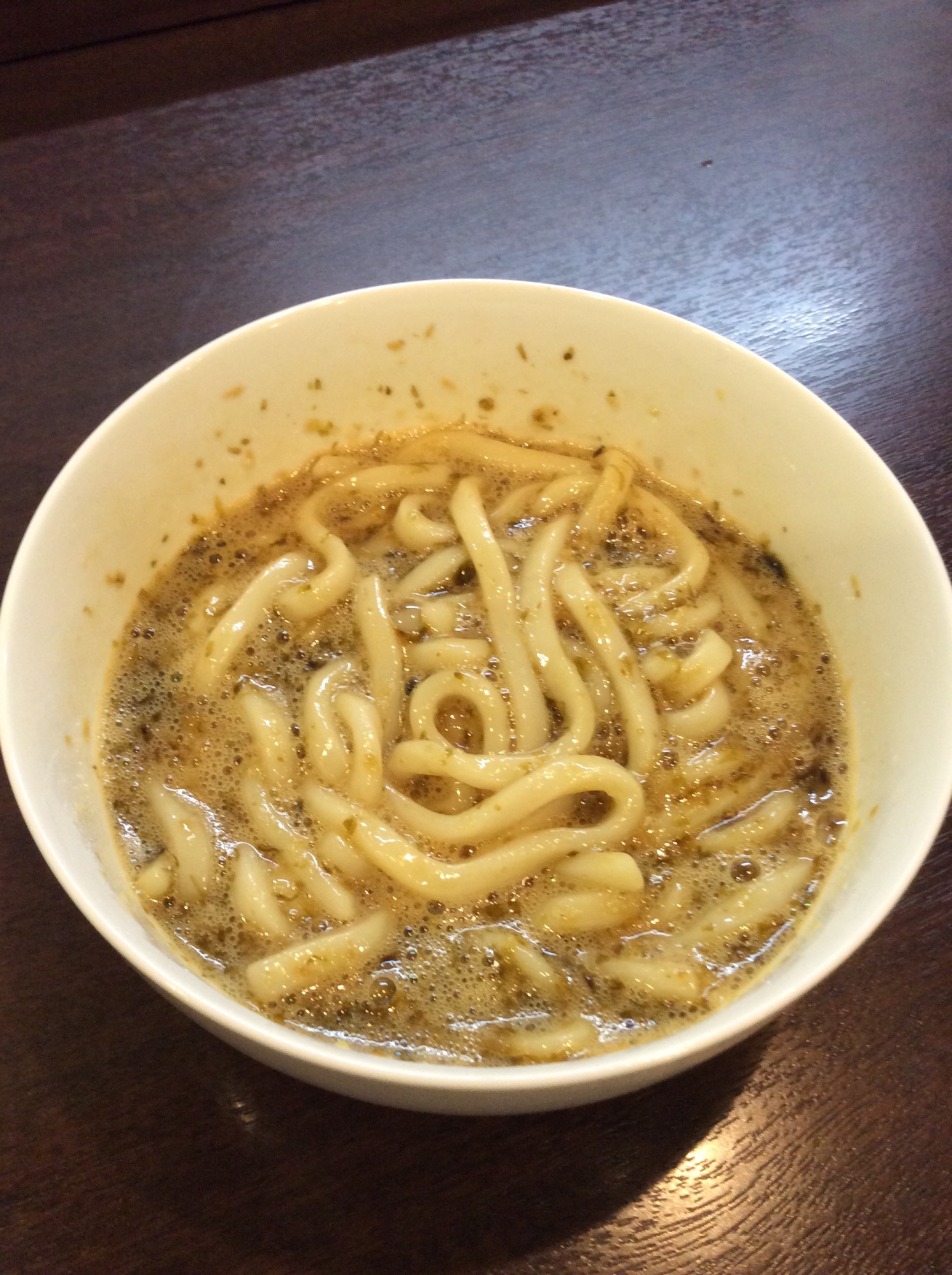 わさび風味の海苔佃煮の釜玉うどん