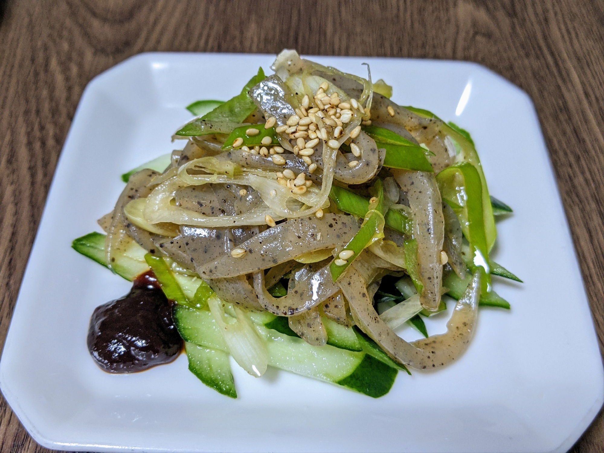 炒りこんにゃくのネギ塩だれ和え☆☆☆