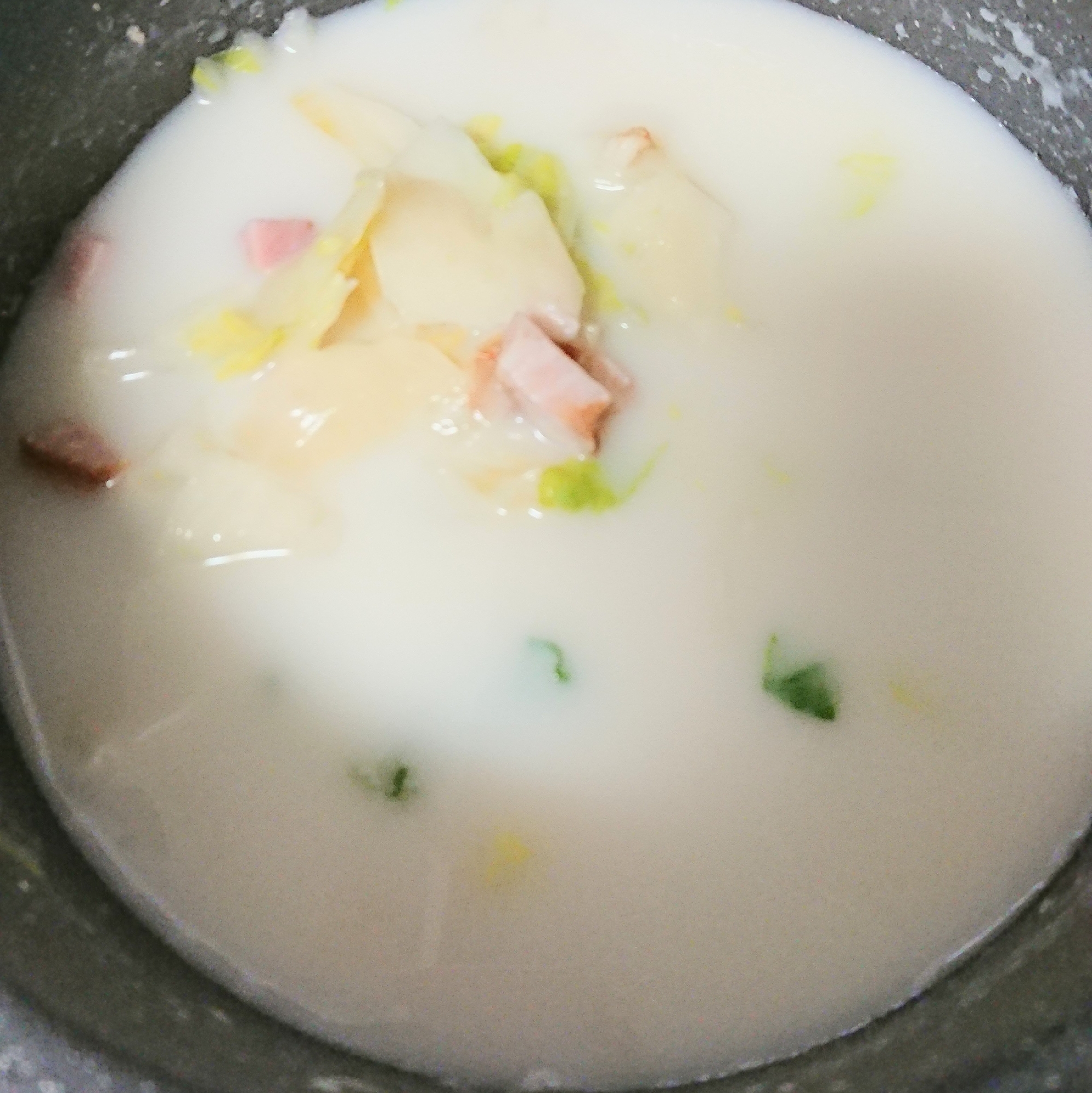 長野県産白菜とベーコンのチーズミルクスープ