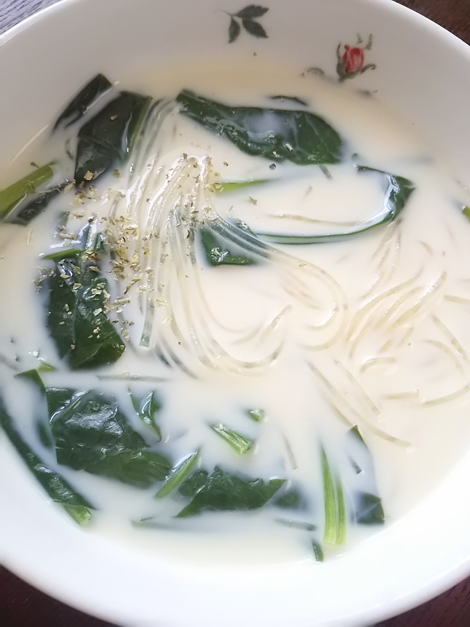 ほうれん草と春雨の豆乳スープ(^^)