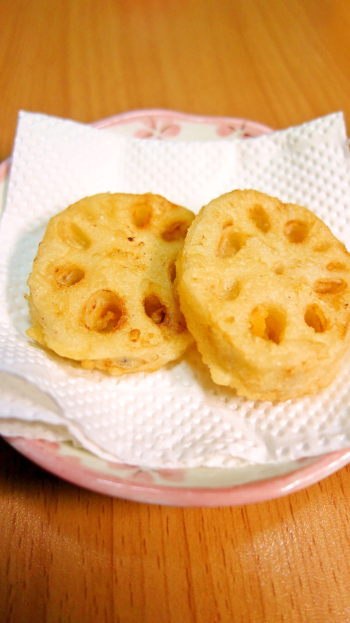 小麦粉より簡単　お好み焼き粉で作るレンコンの天ぷら