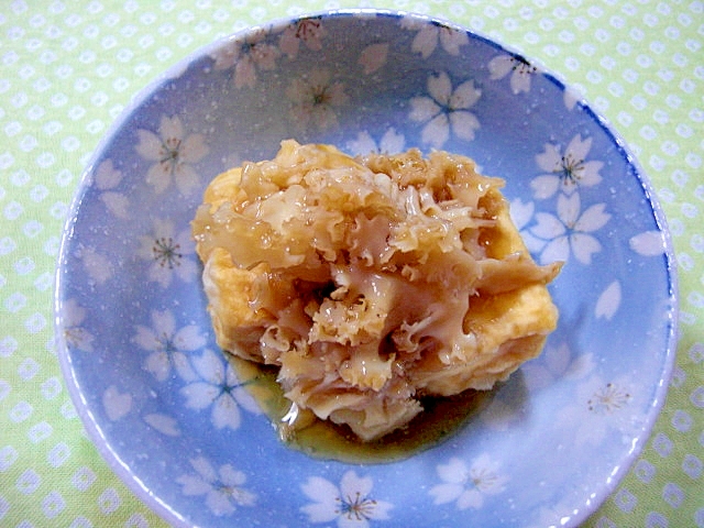 ハナビラタケあんかけ揚げ豆腐