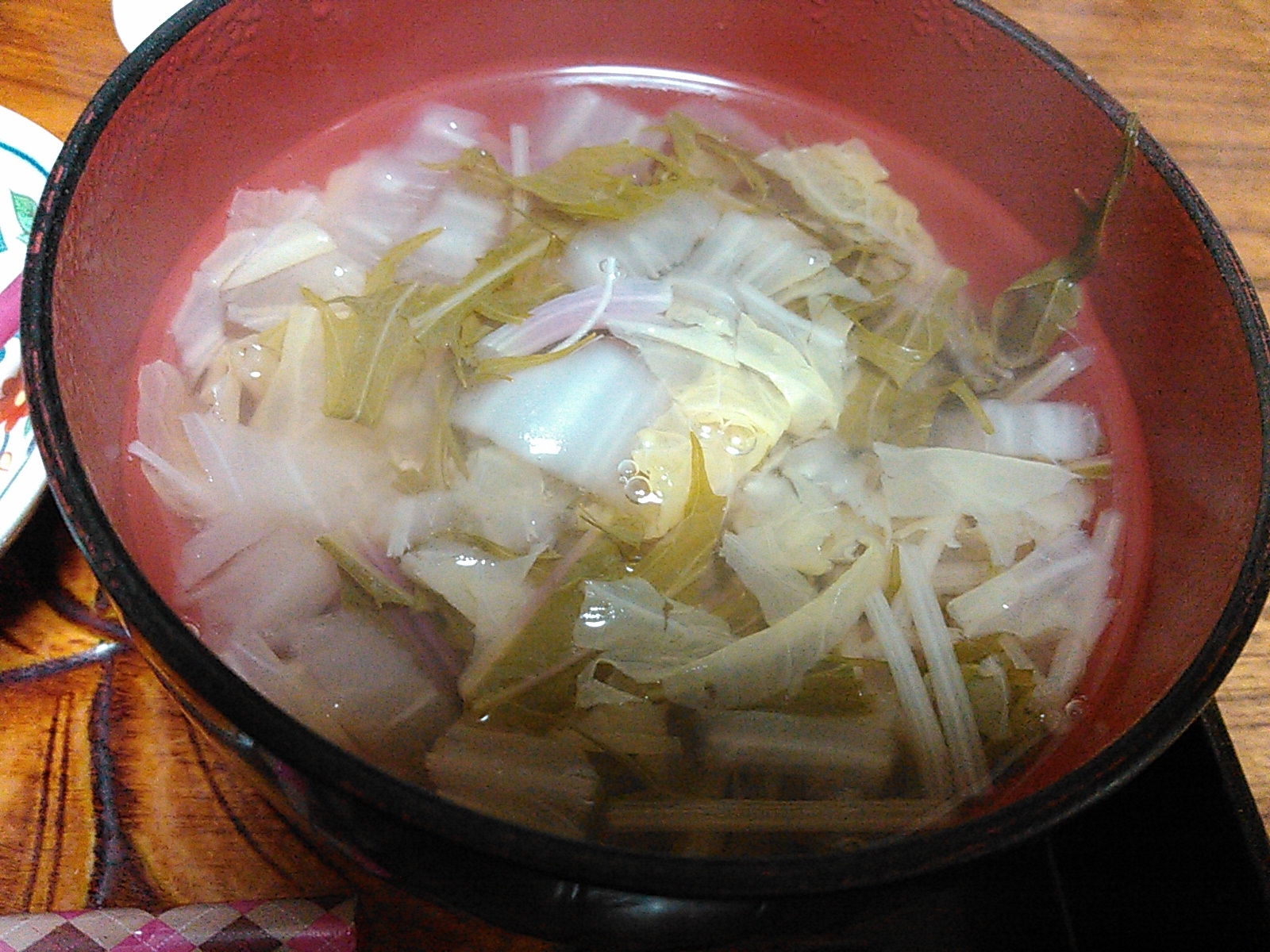 水菜と白菜のあっさり味噌風味スープ