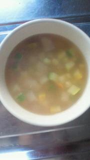 庭のズッキーニ消化の為色々レシピを探してました。スープ美味しい～野菜もいっぱい食べられて良い。