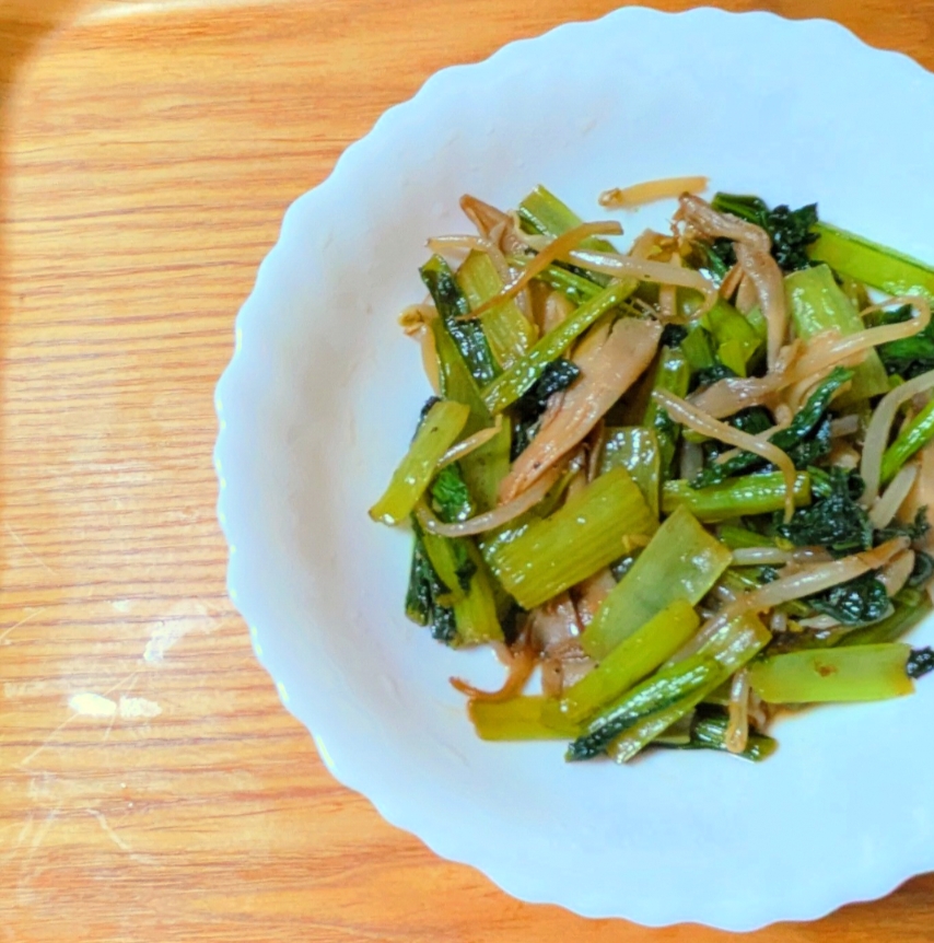 小松菜と舞茸の白だし炒め