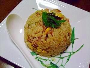 ネギポン酢玄米炒飯　ボローニャソーセージとエリンギ