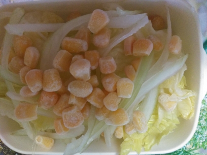カット野菜 スライス玉ねぎ コーンのサラダ レシピ 作り方 By ひろりん1106 楽天レシピ