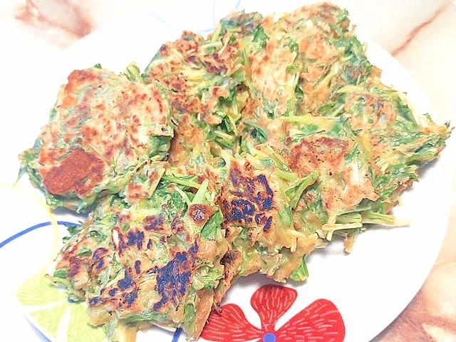 大量消費にも!水菜とツナの韓国チヂミ風♪