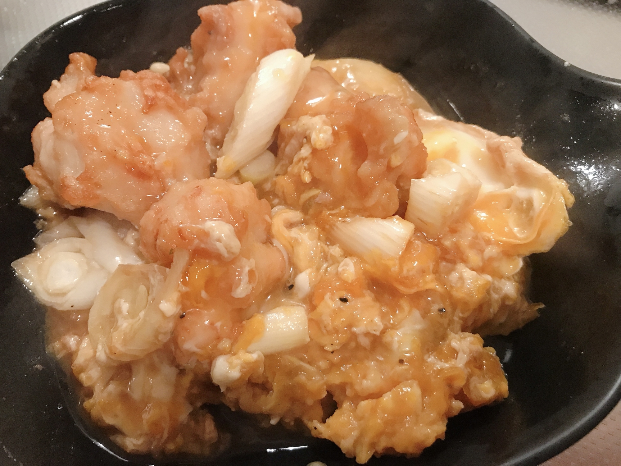 冷凍唐揚げで代用★親子丼(卵とじ)