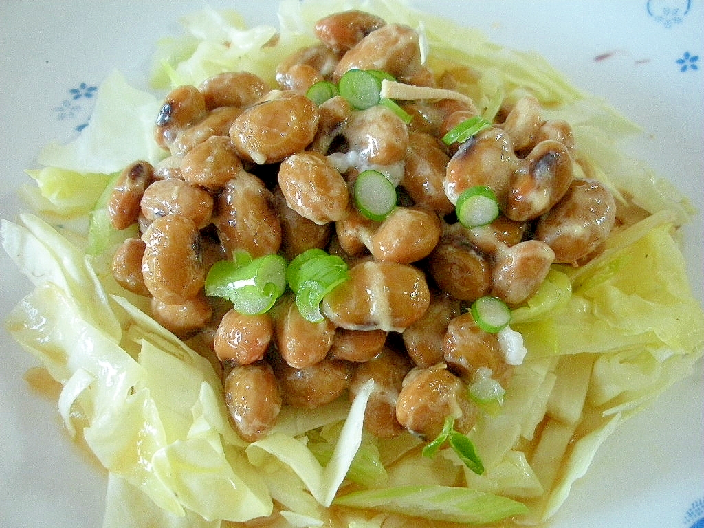 炒めキャベツと納豆のポン酢サラダ