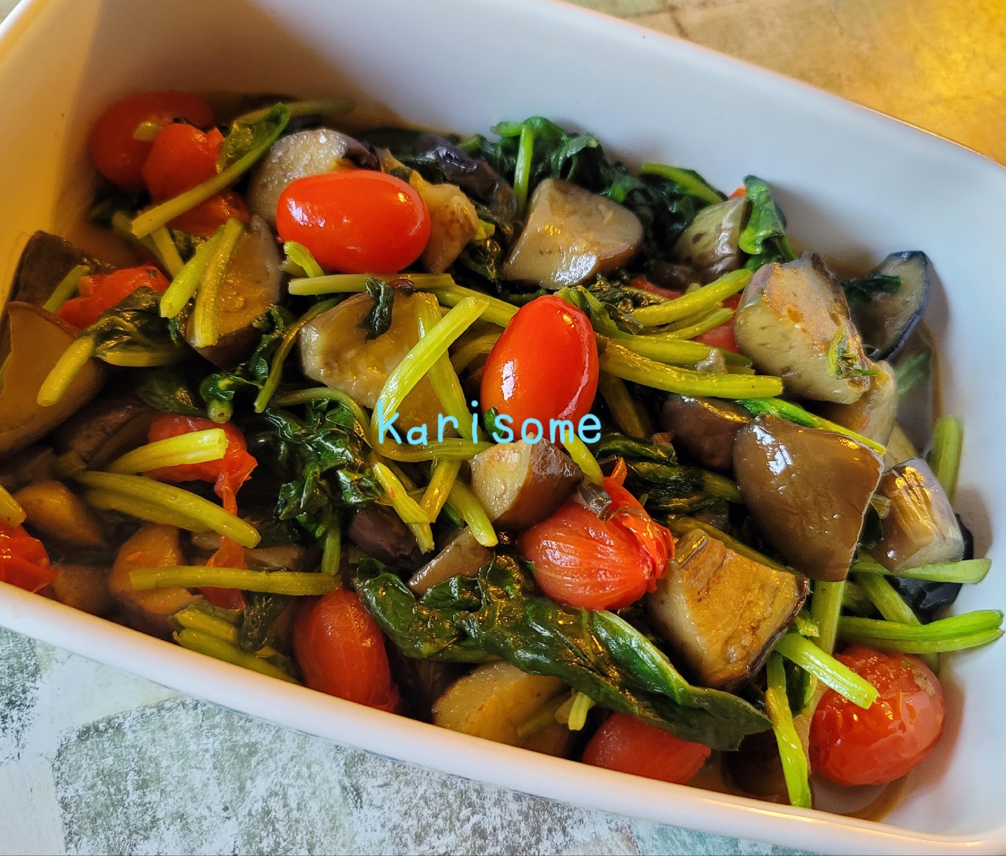 簡単♪とまととなすのオリーブオイル炒め【作り置き】