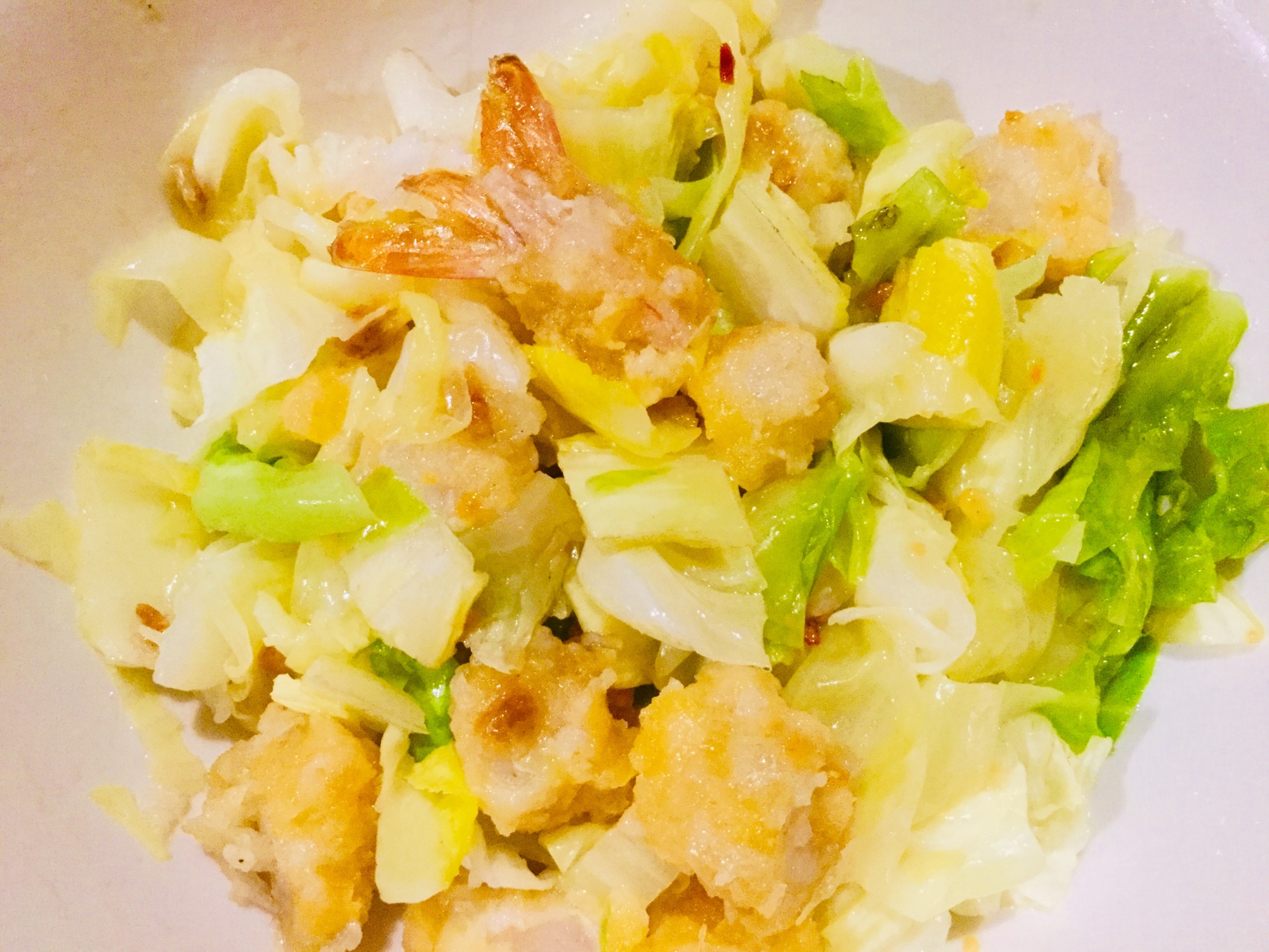 キャベツと白菜の海老フライ炒め レシピ 作り方 By 作りまくる 食べまくる 楽天レシピ