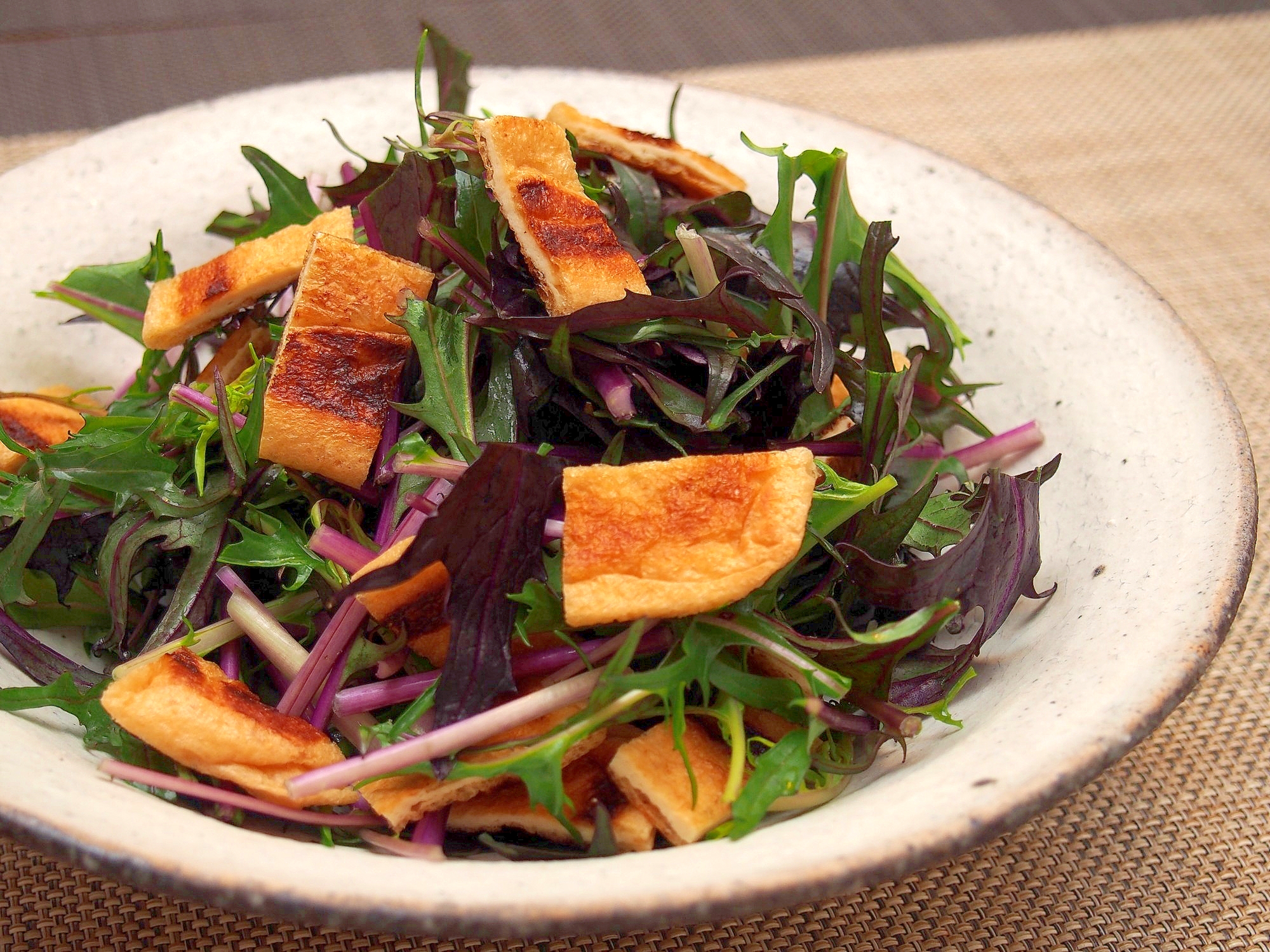 簡単節約！紫水菜と薄揚げのパリパリサラダ