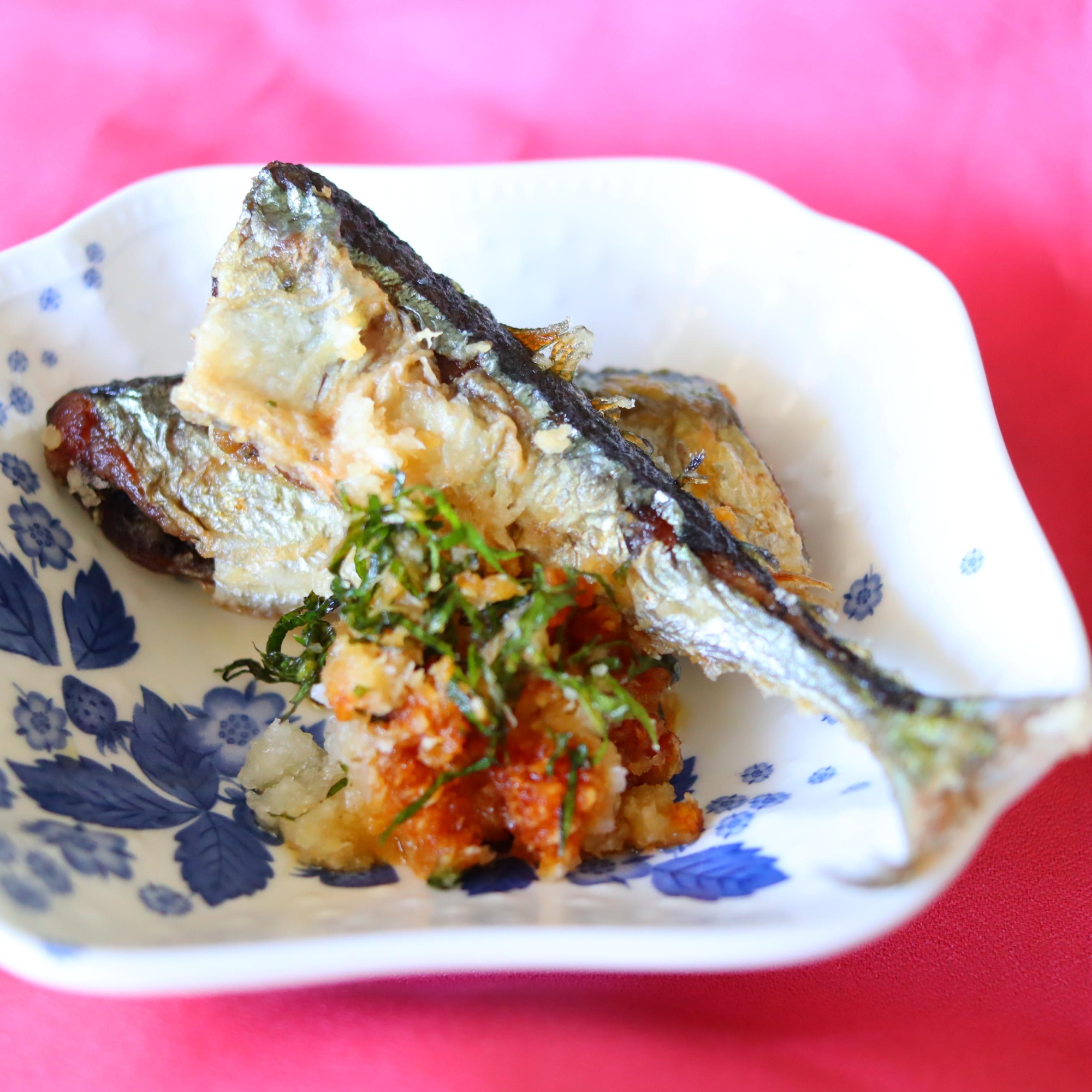 おろしポン酢で頂く♪秋刀魚のから揚げ