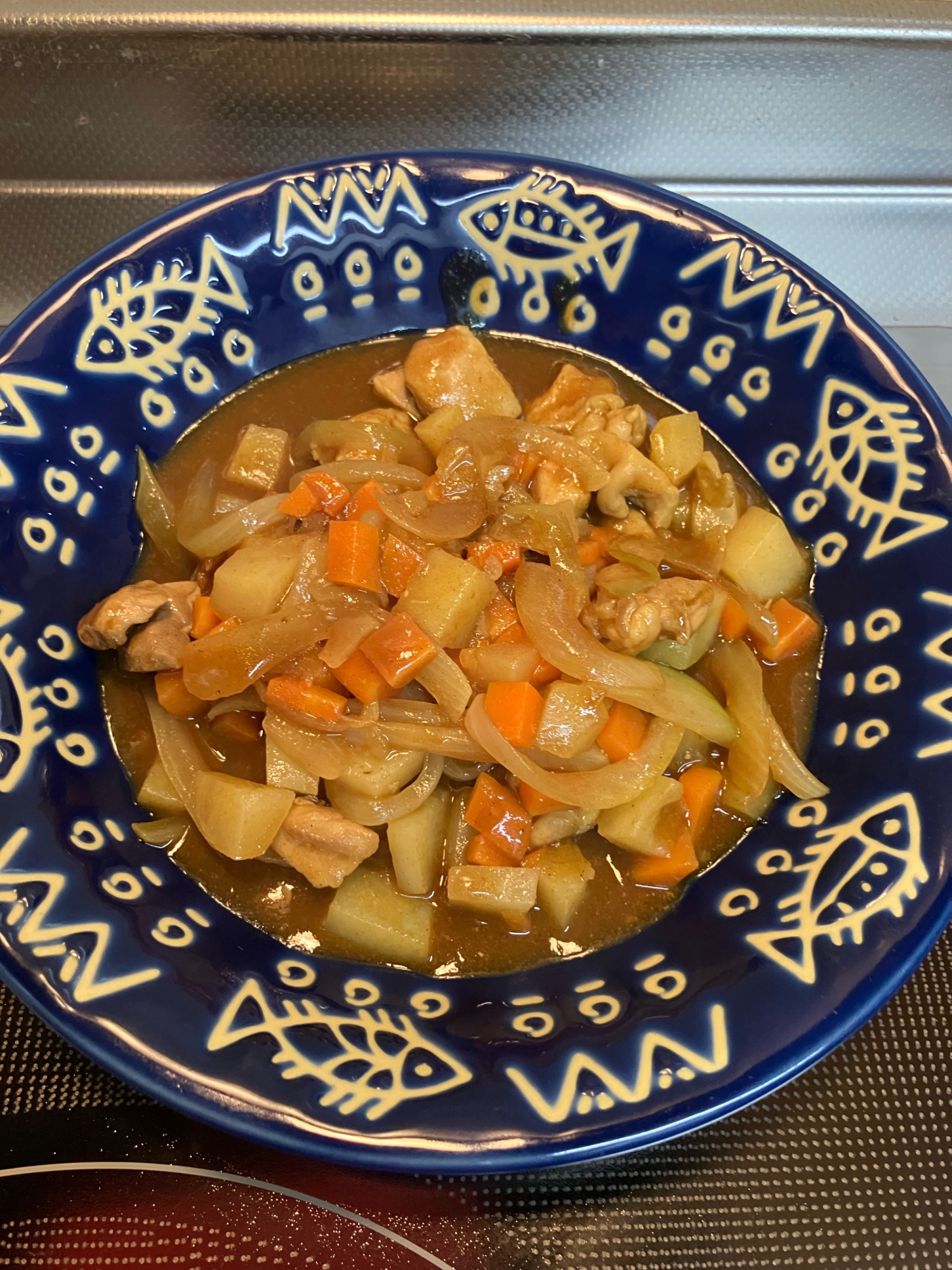 時短♪鶏肉とジャガイモのカレー炒め煮^_^
