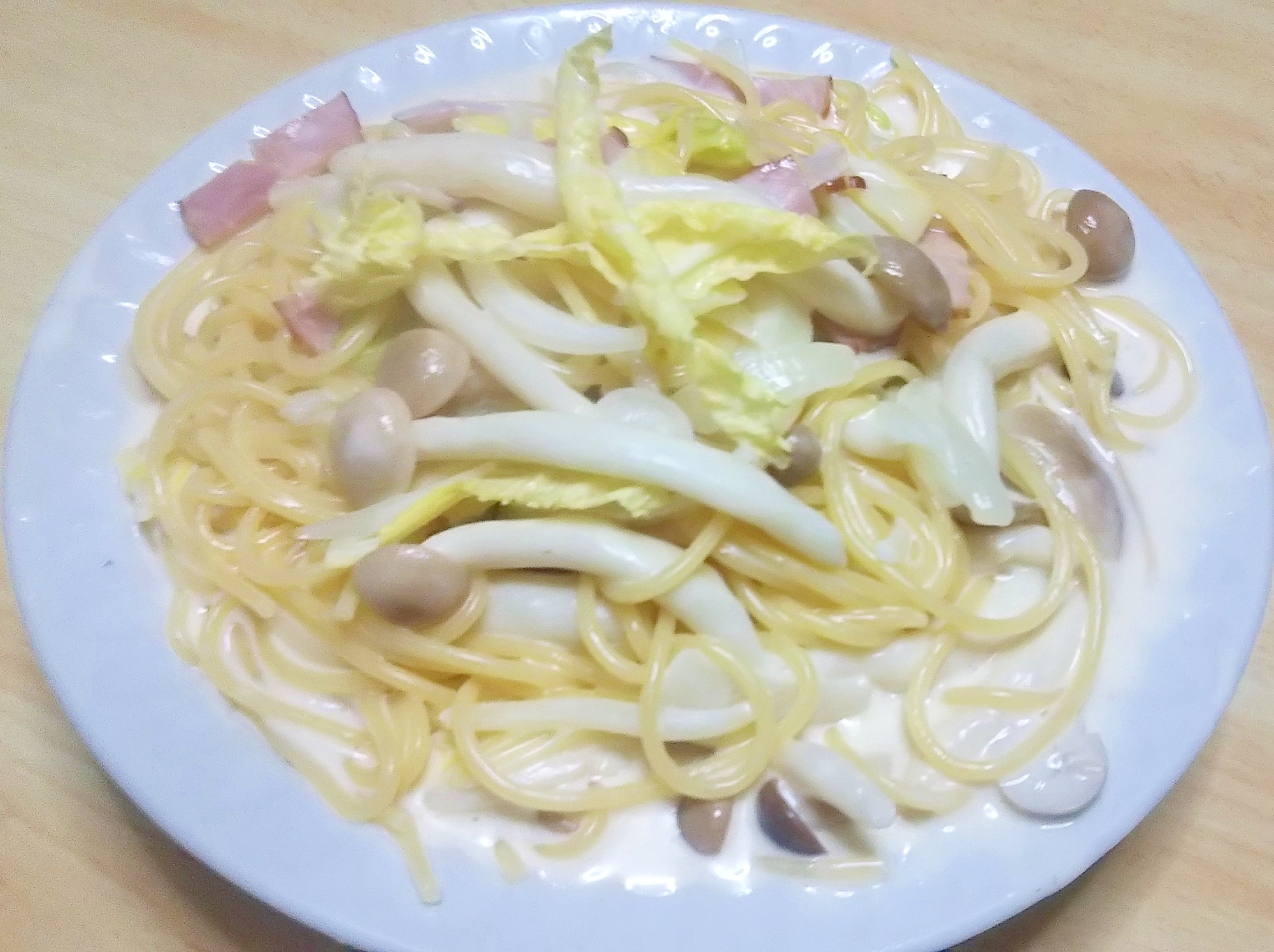 白菜でかさましクリームパスタ