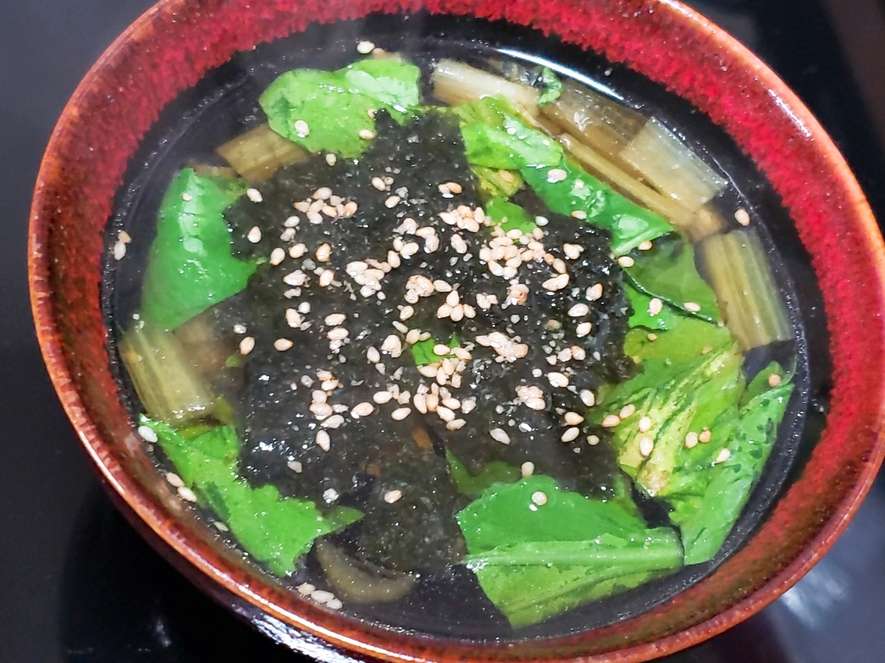 あったか～い♡小松菜で栄養満点♡簡単中華風スープ♡