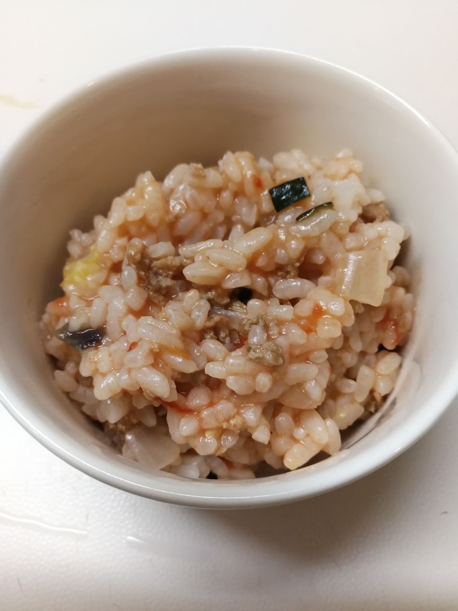 【離乳食後期】豚ひき肉と野菜のトマトごはん