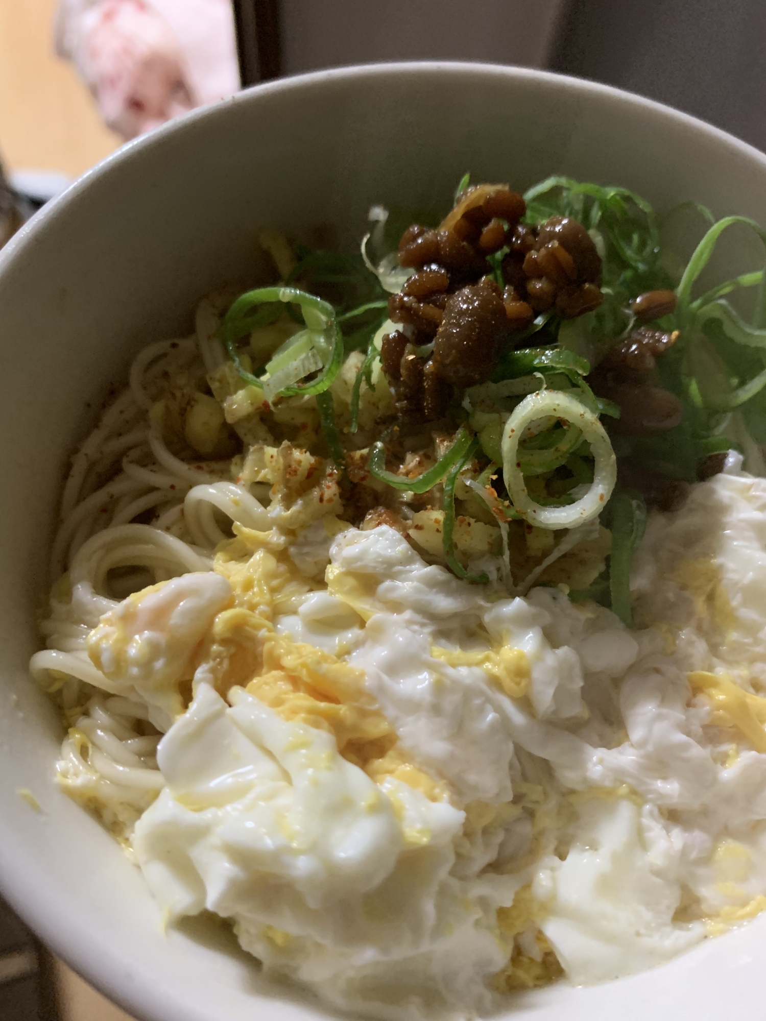 金山寺味噌がアクセント☆生姜と卵の煮麺