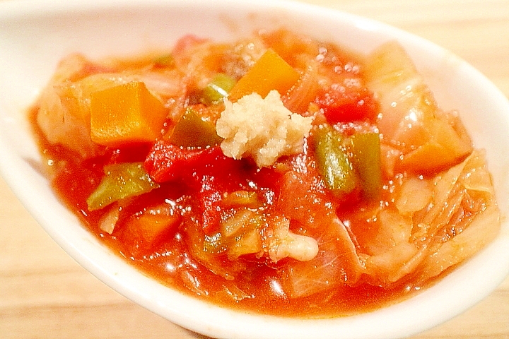 生姜で食べる、あり合わせ野菜のラタトゥイユ