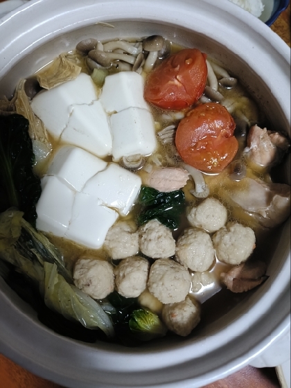 肉だんごと餃子の鍋
