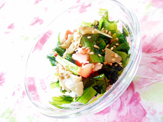 ❤ワカメと小松菜とカニかまと舞茸の酢の物❤