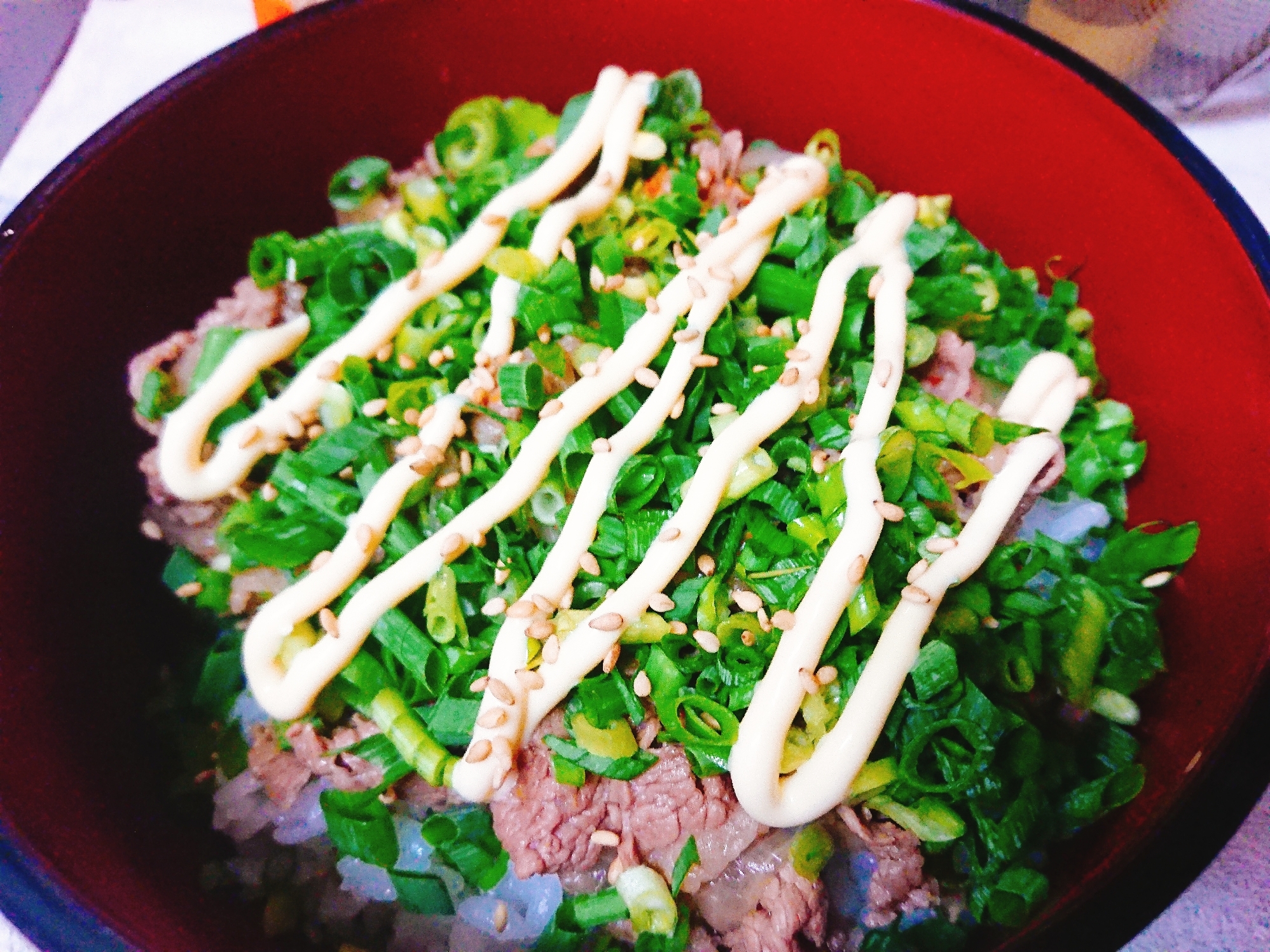 スタミナ牛丼☆ネギ大盛り