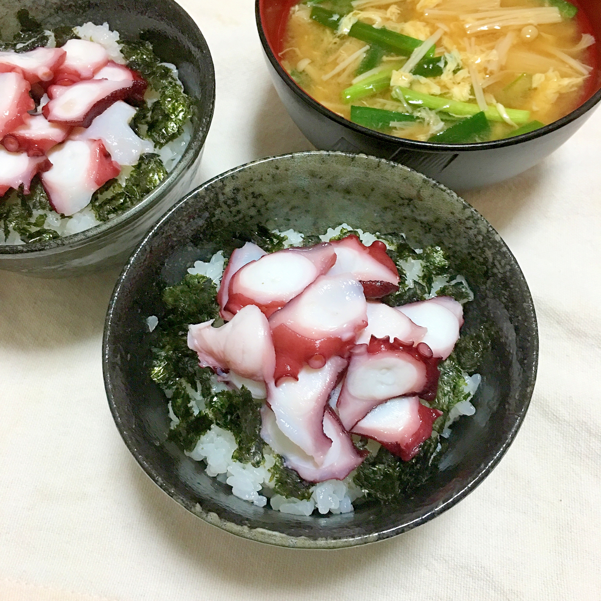 酢飯でさっぱり♪焼き海苔とたこだけ丼♡