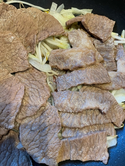 牛バラ肉のフライパン焼き