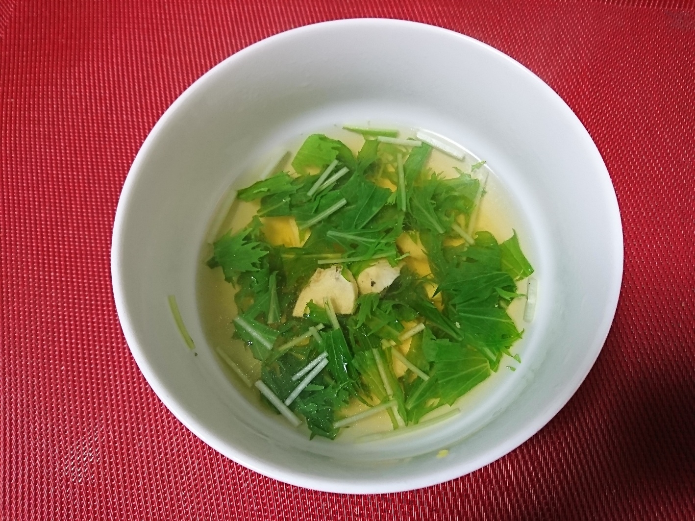 鶏肉と水菜の簡単スープ